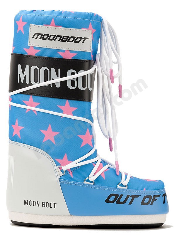 Moon Boot® Icon Retrobiker pink stars hellblau