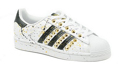 Adidas Customized Superstar Customized bianco vernice oro