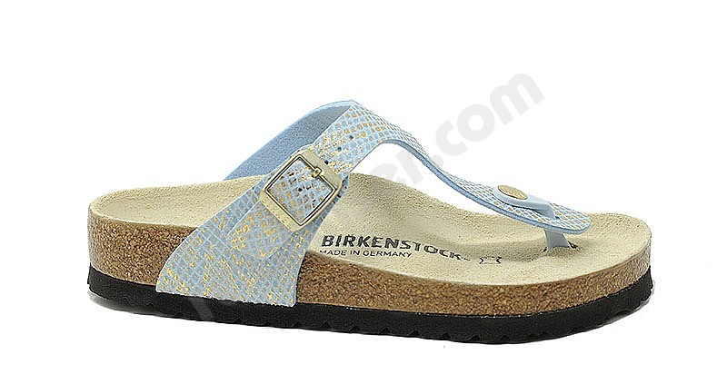 Birkenstock Gizeh shiny pitone dusty blu