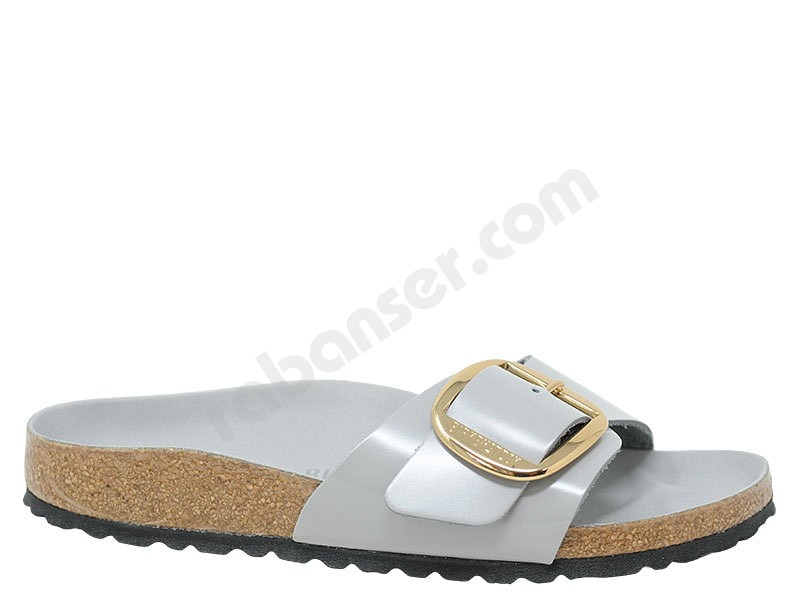 Birkenstock Madrid Big Buckle high shine stone coin grey