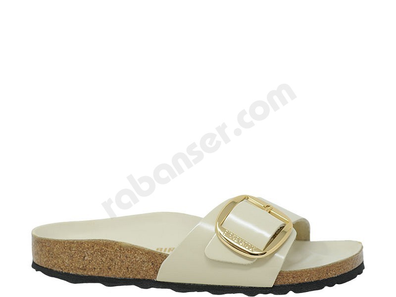 Birkenstock Madrid Big Buckle high shine ecru