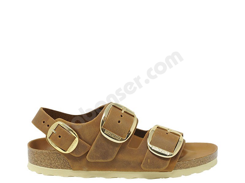 Birkenstock Milano Big Buckle cognac fetteleder