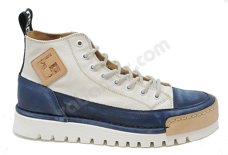 BnG Real Shoes La Jeans Canvas High jeans bianco blu
