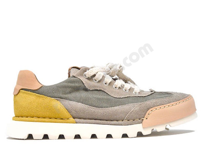 BnG Real Shoes La Sneaker Canvas verde giallo sabbia