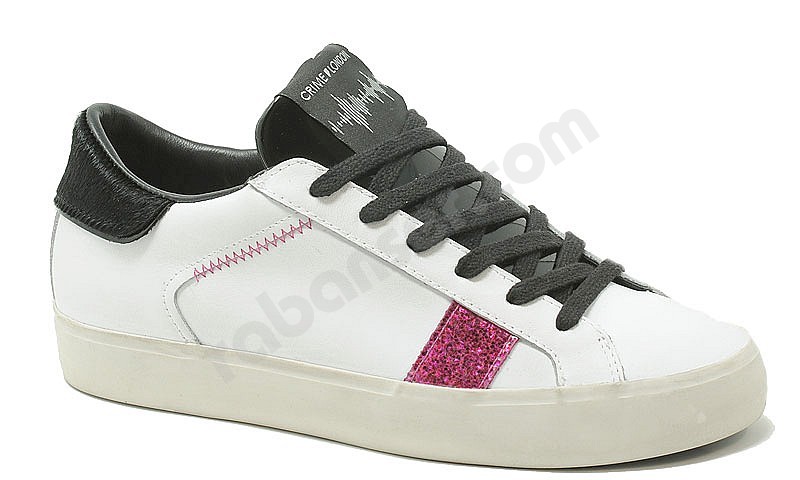 Crime London Low Top Distressed W bianco nero pink