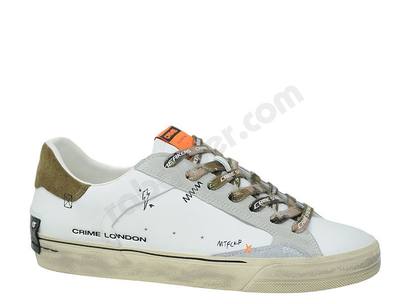 Crime London Distressed Men bianco militare