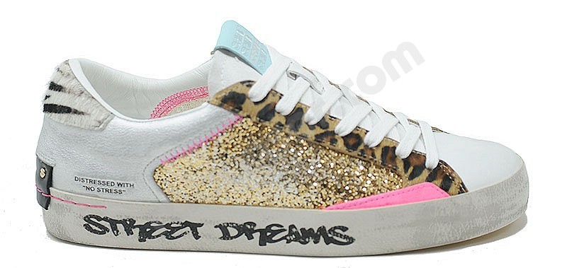 Crime London Distressed Women white leo gold