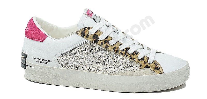 Crime London Distressed Women leo silver white fuxia