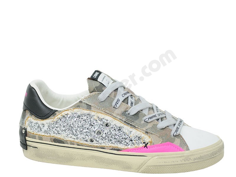 Crime London Distressed Women weiss glitter silber