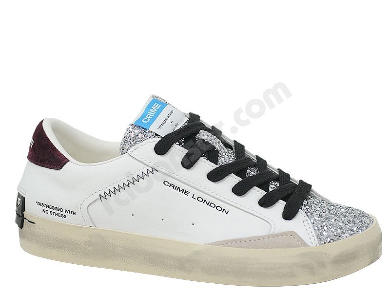 Crime London Distressed Women white silver black