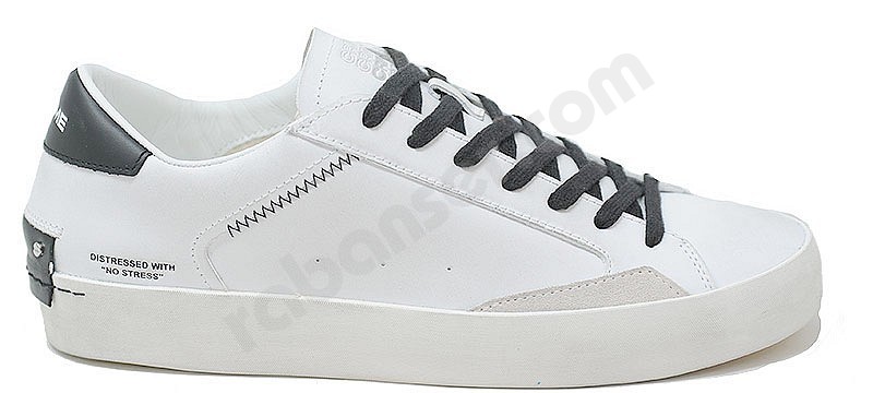Crime London Low Top Distressed Men bianco nero