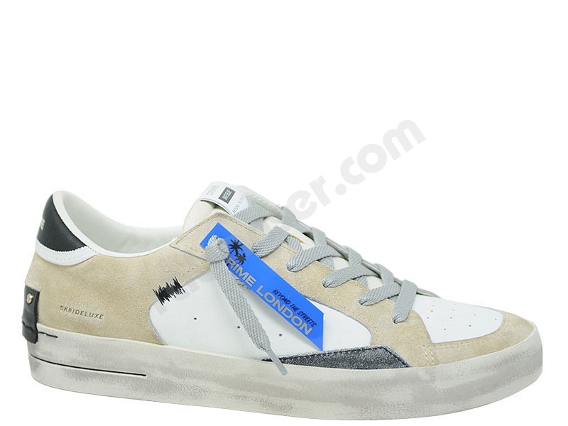 Crime London SK8 Deluxe Men bianco sand grigio