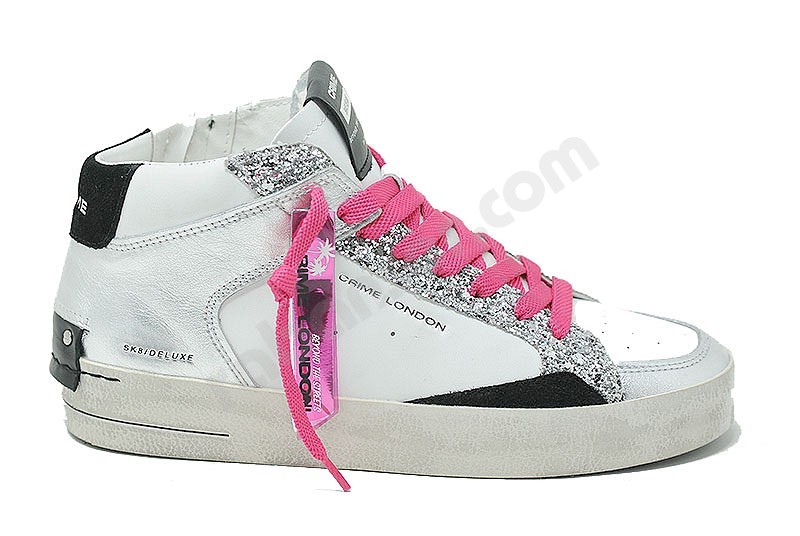 Crime London SK8 Deluxe Mid bianco argento
