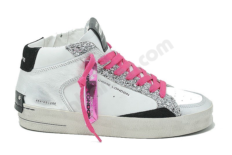 Crime London SK8 Deluxe Mid white silver