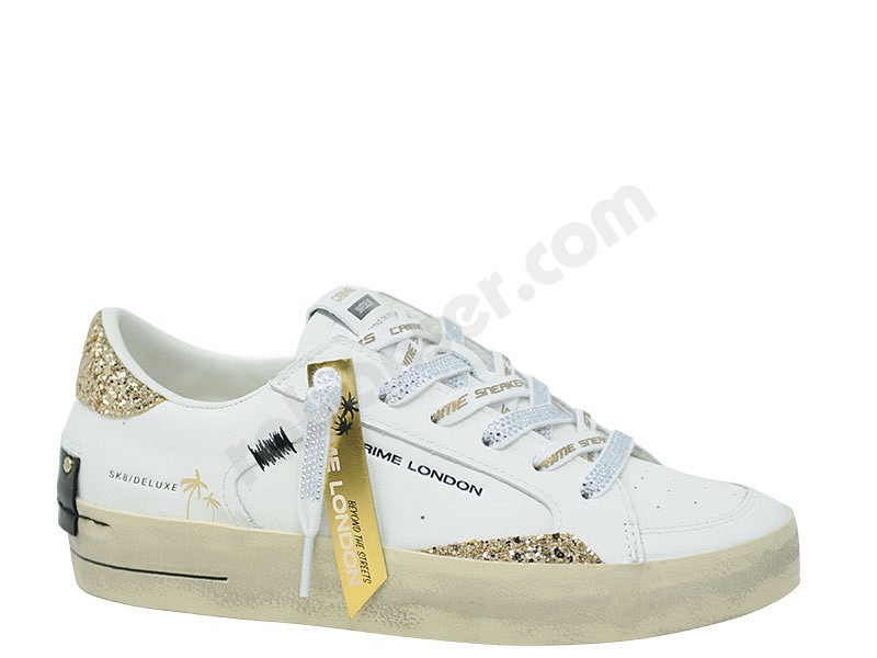 Crime London SK8 Deluxe Woman bianco oro