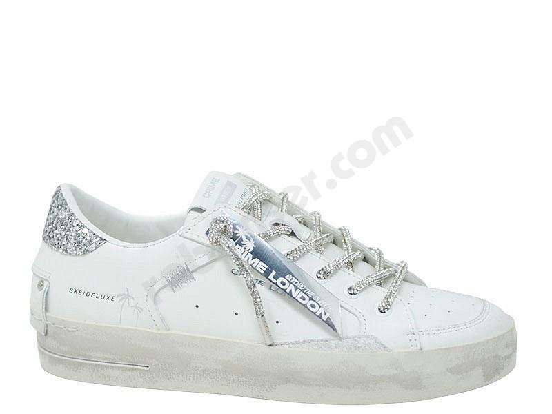 Crime London SK8 Deluxe Woman bianco argento