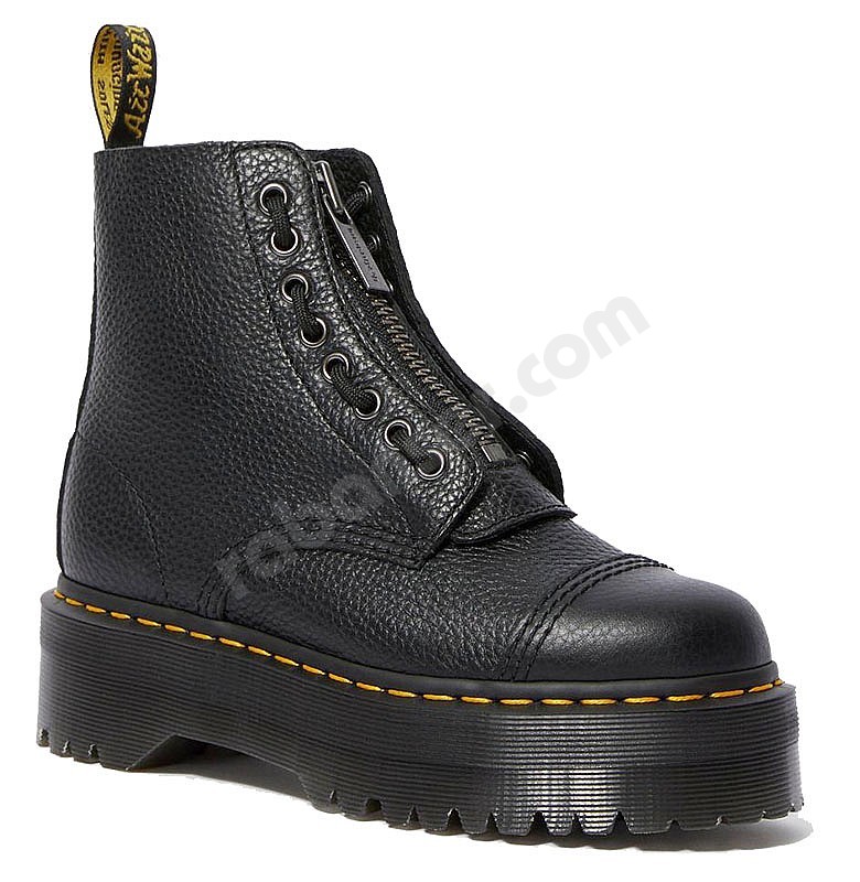 Dr. Martens Stivaletto Pelle Polished Smooth Nero con cerniera late