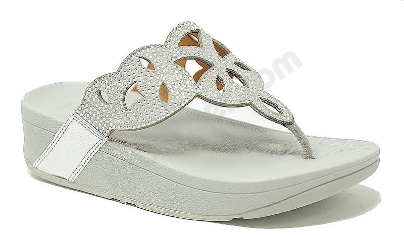 FitFlop Elora Crystal Toe Thongs argento