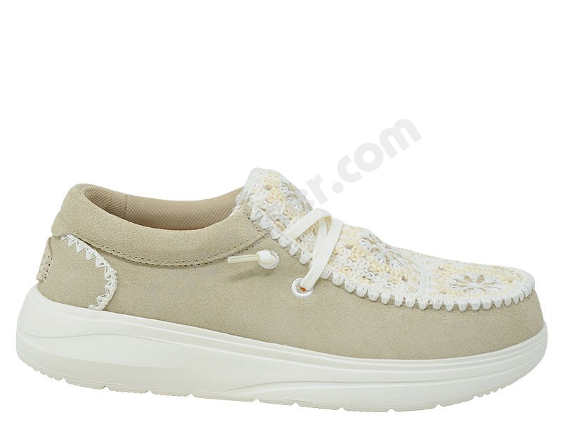 Hey Dude Wendy Comf Suede Crochet irish cream multi