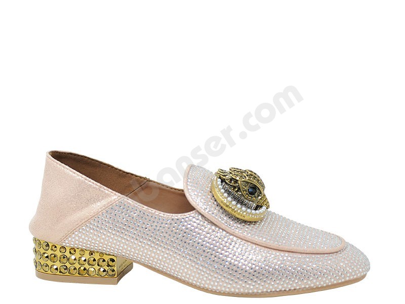 Kurt Geiger Chelsea Fold Back Loafer blush fabric silver