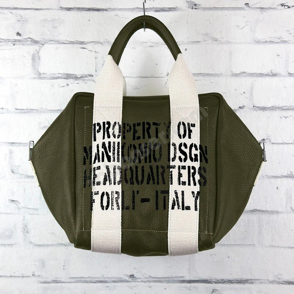 Manikomio Dsgn Lady24 Genuine Leather military green white