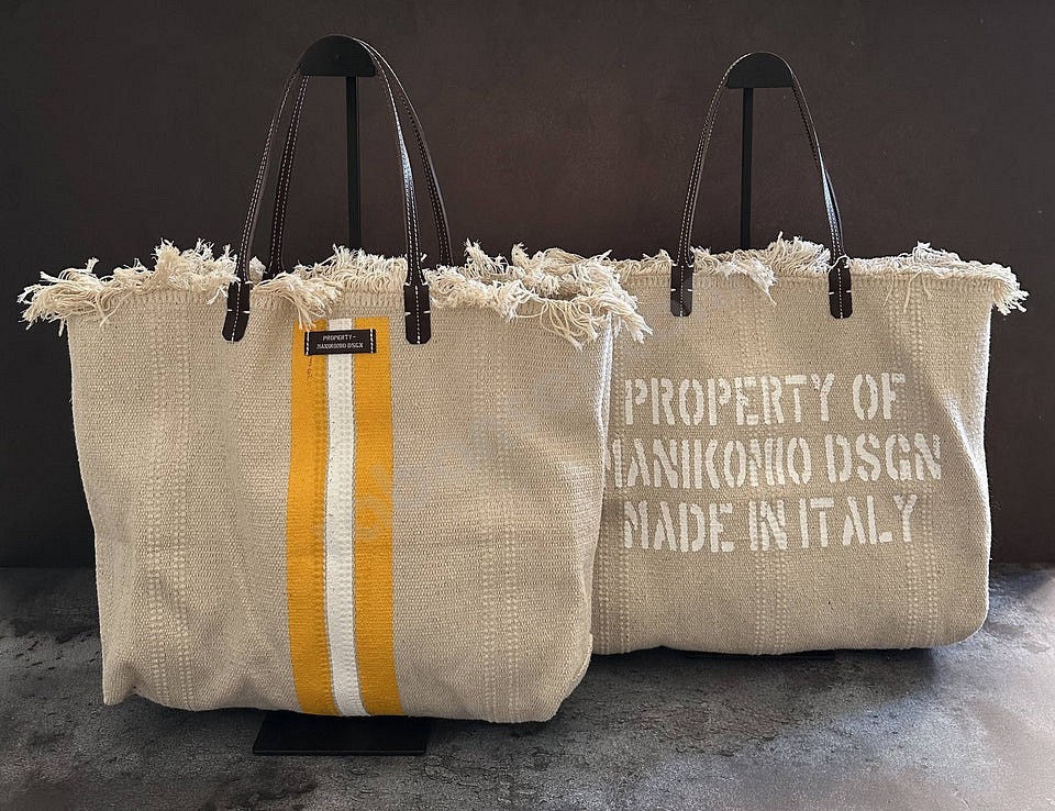 Manikomio Dsgn Shopping Cotton Stripe avorio yellow white