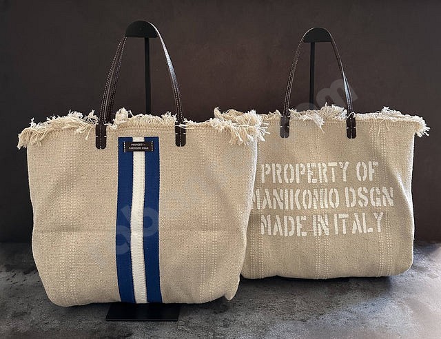 Manikomio Dsgn Shopping Cotton Stripe avorio royal white