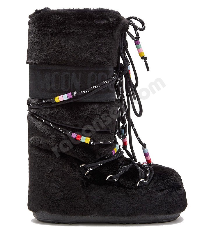 Moon Boot® Icon Faux Fur Beads schwarz