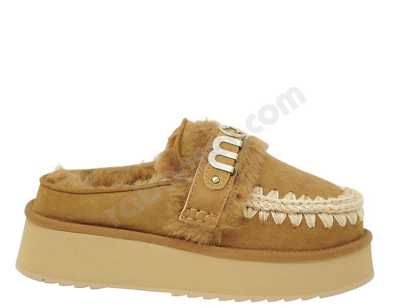 MOU Platform Clog letter logo cognac