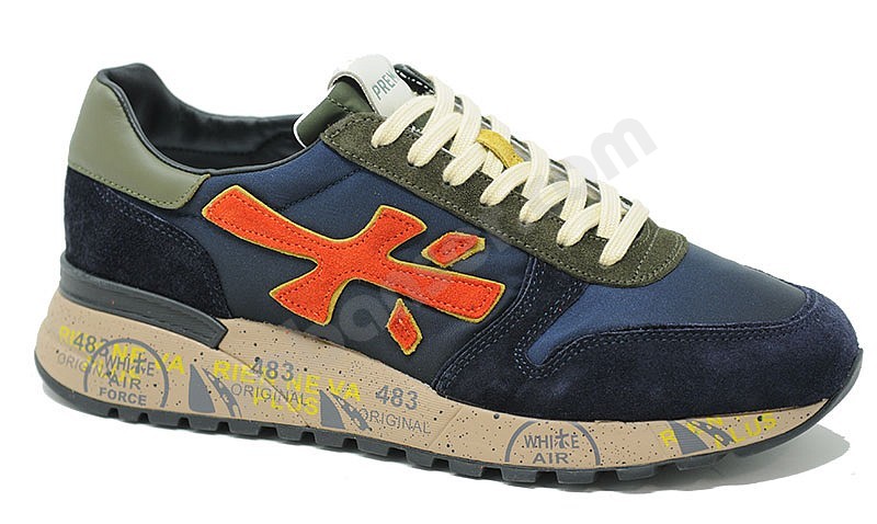 Premiata Mick var 5356 blau orange militär