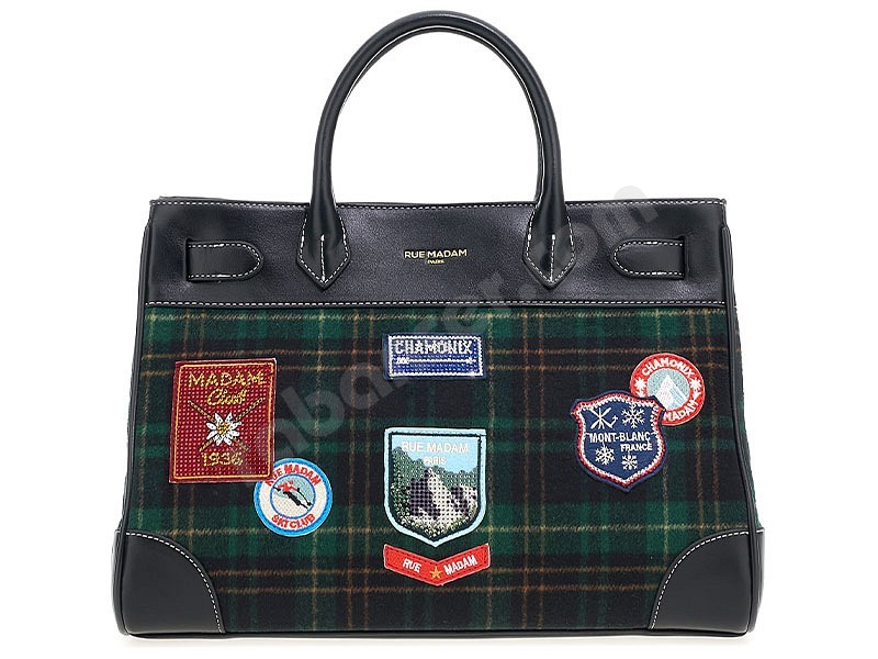 Rue Madam Paris Charmonix Tote Bag tartan green