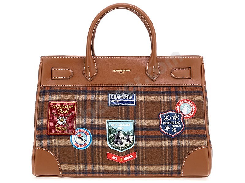 Rue Madam Paris Charmonix Tote Bag tartan orange
