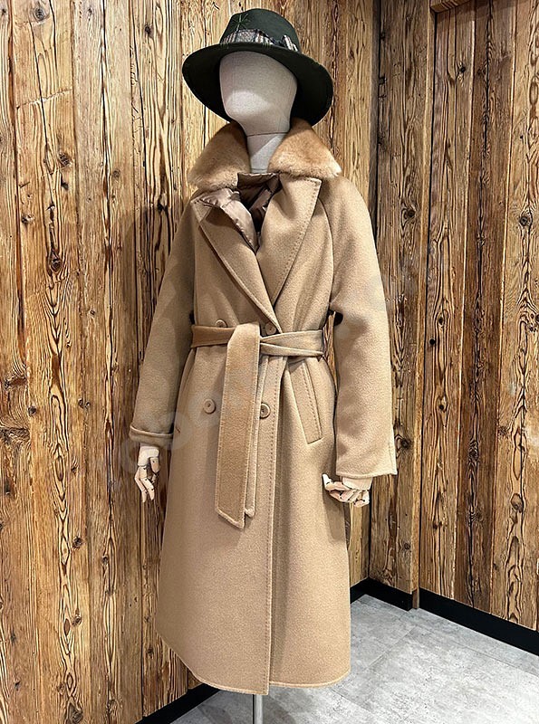 Suprema T1245 Cappotto Cashmere V caramello cashmere visone