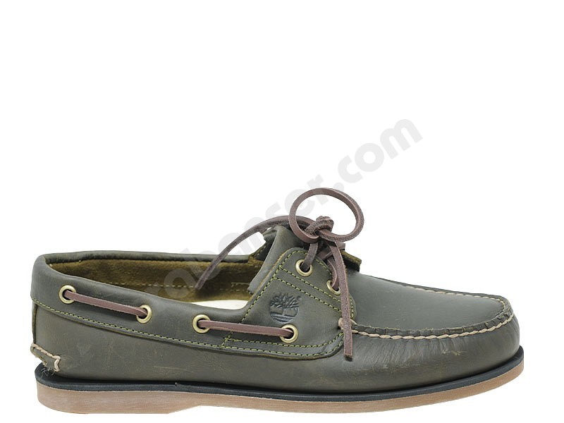 Timberland Classic Boat olive full grain grün