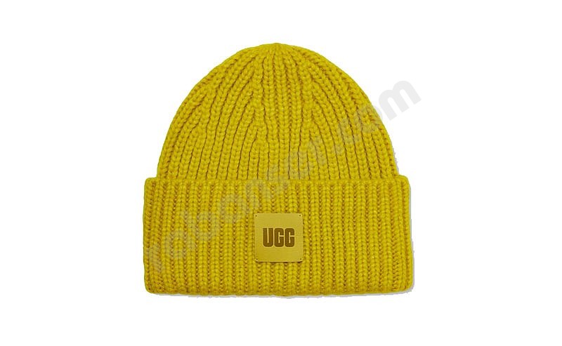 UGG® Crunky Rib Beanie Logo logo relish yellow